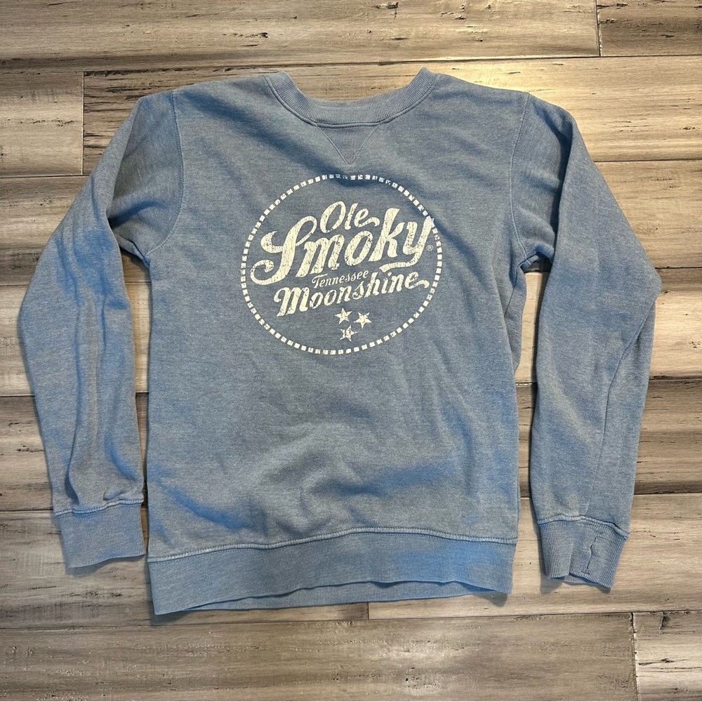 Ole smoky moonshine blue women’s crewneck sweatshirt pullover size small